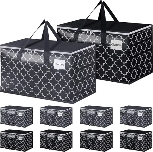 Vista 8 de Bolsas de mudanza extra grandes, bolsas de almacenamiento resistentes con cremallera superior y asas resistentes, suministros de mudanza