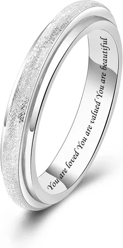 Vista 10 de Sterling Silver Spinner Fidget Ring Anti Anxiety Worry Relieving Boredom ADHD Autism Band Ring for Women Men