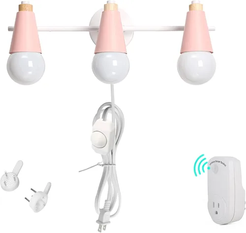 Vista 9 de Lámpara de pared ajustable de 3 cabezales sin taladrar, con interruptor de temporizador regulable, con certificación UL, de 5 pies, compatible