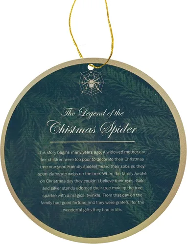 Vista 3 de Matashi Adorno artístico con estampado de araña 5D, adornos colgantes de araña de la suerte para decoración del árbol de Navidad, con historia