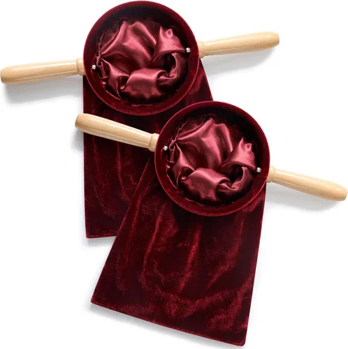 Vista 9 de Tioncy Juego de 2 bolsas para ofrendas de diezmos de iglesia con asas de madera, bolsa de colección de iglesia con asas para suministros de comunión