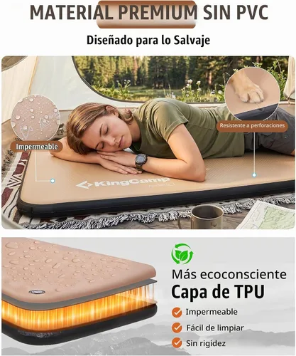 Vista 6 de KingCamp FLEXIREST 5.0 - Colchoneta inflable para acampar, individual 29.9 in-Solo