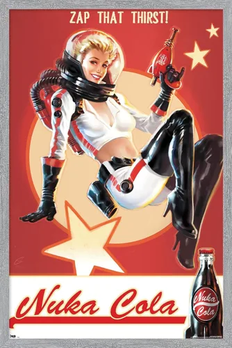 Vista 17 de Fallout 4 - Póster de pared de Nuka Cola - Zap That Thirst!, 22.4 pulgadas de largo x 14.7 pulgadas de ancho, versión enmarcada de madera de granero