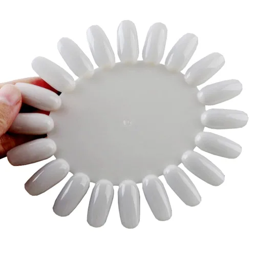 Vista 2 de Rueda de muestras de uñas de 20 puntas, transparente para arte de uñas, consejos de práctica de esmalte de uñas, palitos de muestra de uñas