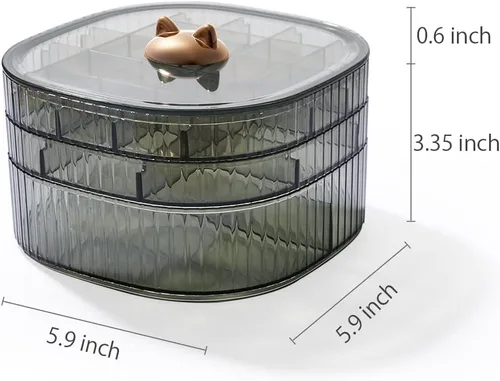 Vista 6 de Sunkaioo Organizador de aretes, caja de joyería transparente apilable de 3 capas con tapa, organizador de aretes para mujeres y niñas, soporte