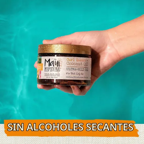 Vista 7 de Maui Moisture - Curl Quench + aceite de coco, gel para el cabello de acción duradera, para pelo rizado, para estilizar pelo rizado, vegano, sin