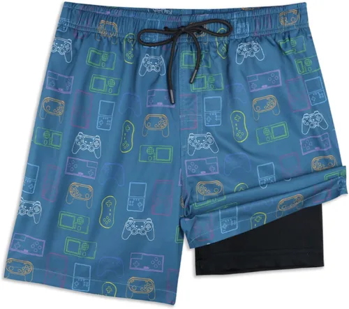 Vista 99 de Traje de baño para hombre con forro de compresión de secado rápido de 5.5 pulgadas con forro tipo bóxer amarillo (1-Yellowstar)