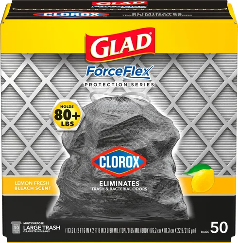 Vista 12 de Glad ForceFlex - Bolsas de basura resistentes con cordón ajustables con Clorox, Mountain Air, 30 galones, 50 unidades (el paquete puede variar)