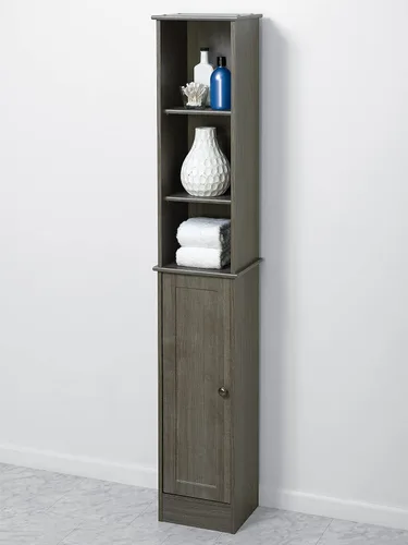 Vista 2 de Zenna Home Torre de ropa de baño, 5 niveles, almacenamiento de baño, gris