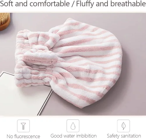 Vista 3 de Gorro de microfibra para el cabello, suave y absorbente, de secado rápido, para cabello rizado y grueso, gorro envolvente con cepillo