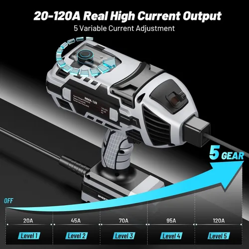 Vista 5 de Máquina de soldadura portátil de 110 V con gafas de oscurecimiento automático: Inversor IGBT de mano soldador ARC pistola soldador – 6 ajustes