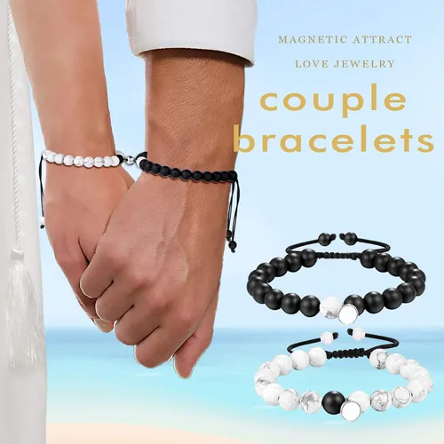 Vista 2 de UNGENT THEM I Love You - Pulseras a juego para parejas, regalos para novio, marido, prometido, alma gemela, novia, esposa, día de San Valentín