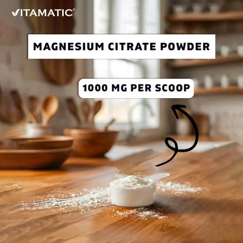 Vista 6 de Vitamatic Citrato de magnesio 1000 mg por porción apoya la salud muscular, articular y cardíaca, 8.82 oz - 250 porciones