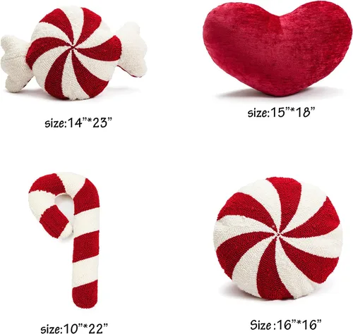 Vista 2 de Fundas de almohada de Navidad con forma de bastón, relleno en forma de bastón, para sofá, cama, sofá, sala de estar, 7.87 x 19.68 pulgadas