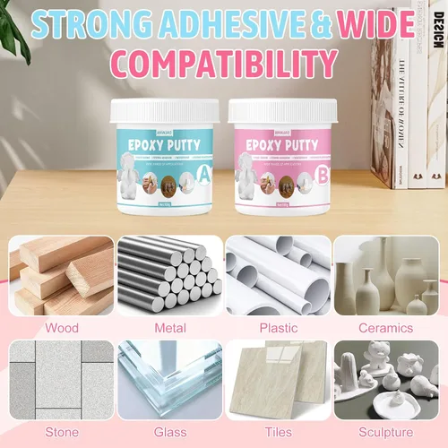 Vista 5 de Arcilla epoxi para esculpir, arcilla blanca 2 partes A y B compuesto de relleno Fuerza adhesiva fuerte Buena plasticidad para esculpir modelado