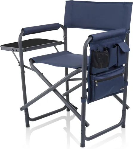 Vista 15 de PICNIC TIME Silla deportiva con mesa auxiliar, sillas de campamento acolchadas plegables para exteriores para adultos con portavasos y panel