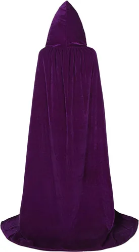 Vista 3 de Capa de terciopelo reversible con capucha forrada con satén renacentista, medieval, Halloween, Navidad, cosplay