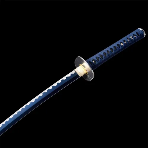 Vista 7 de Estilo Monte Fuji 2.21IB 101 cm Espada Samurai Katana Japonesa Real de Acero de Primavera 1065 Hoja con Hamon Artificial, Tang Completo y Tsuba