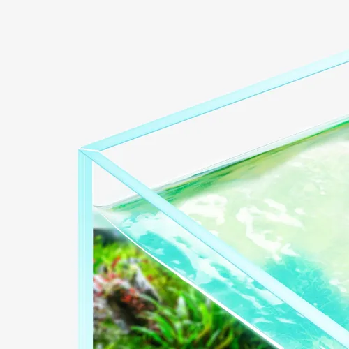 Vista 5 de Fzone 6.4 Gal Acuario poco profundo sin borde de bajo contenido de hierro para peces Nova Clear Ultra-Blanco con bordes biselados de 45° de vidrio