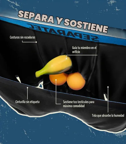 Vista 4 de Separatec Ropa Interior Masculina de Doble Bolsa Transpirable de Rayón Refrescante Hecha de Bambú, Calzoncillos Bóxer y Trunks Paquete de 7 Negro