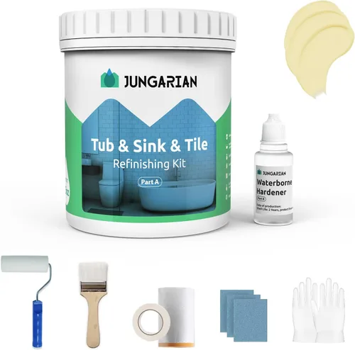 Vista 14 de Kit de reacabado de bañera y azulejos de 17.5 onzas con herramientas, pintura de bajo olor para baño, fregadero, encimera, azulejos, pintura