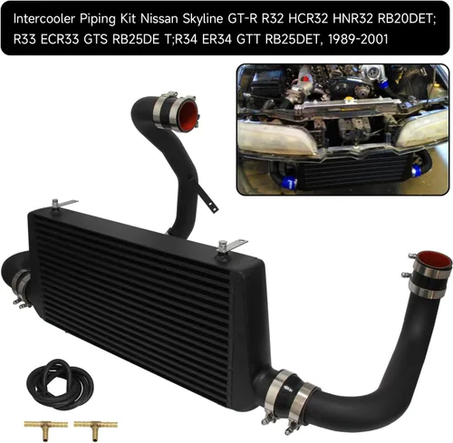 Vista 9 de Kit de intercooler para Nissan Skyline GT-R R32 HCR32 HNR32 RB20DET; R33 ECR33 GTS RB25DET; R34 ER34 GTT RB25DET, 1989-2001 Bolt On