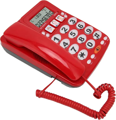 Vista 8 de Ajuste el tono de llamada con cable, teléfono grande pero tonelado para personas mayores, teléfono con cable con identificación de llamadas