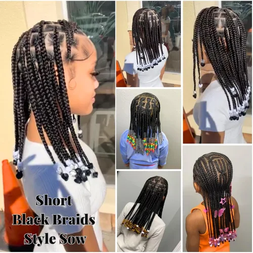 Vista 7 de Pelo corto negro trenzado preestirado de 14 pulgadas para trenzas sin nudos, pelo sintético 1B trenzado para trenzas Bob Box