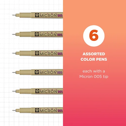 Vista 2 de Sakura Pigma, juego de pluma de tinta Micron en blíster