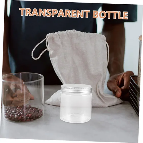 Vista 6 de Hemoton 6 mini botellas de plástico para conservas, tarros pequeños con tapas, pequeños frascos transparentes con tapas, tarros transparentes a