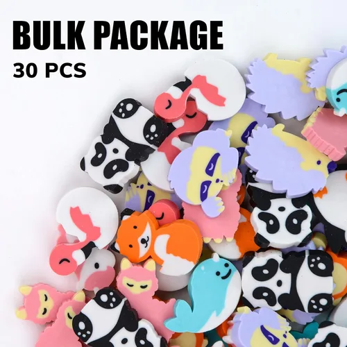 Vista 6 de Animales de borrador de lápices – 30 piezas de borradores – rellenos de huevos de Pascua – Lindos premios para el aula – Regalos a granel – Mini