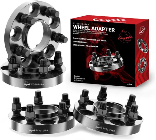 Vista 10 de Wheel Accessories Parts 2 adaptadores de espaciadores de rueda centrados en buje 5 en 4.528 in 0.197x4.528 in 1.00 pulgadas de grosor 2.815 in buje