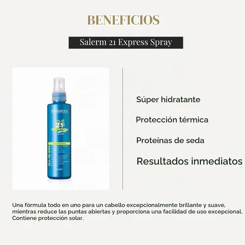 Vista 3 de SALERM - Mascarilla sin enjuague - Salerm 21 Express Spray - 6.4 fl oz - con proteína de seda - Repara el cabello dañado - Hidrata el cabello