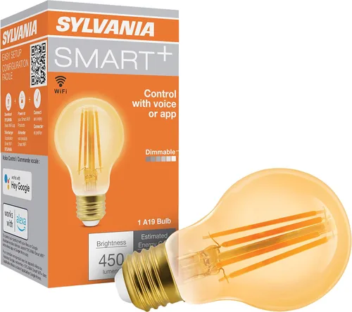 Vista 20 de Sylvania WiFi LED Smart ST19 RGBW - Bombilla de filamento de color y acabado ámbar, 7 W eficiente, para Alexa/Google Assistant, 2000 K, no requiere