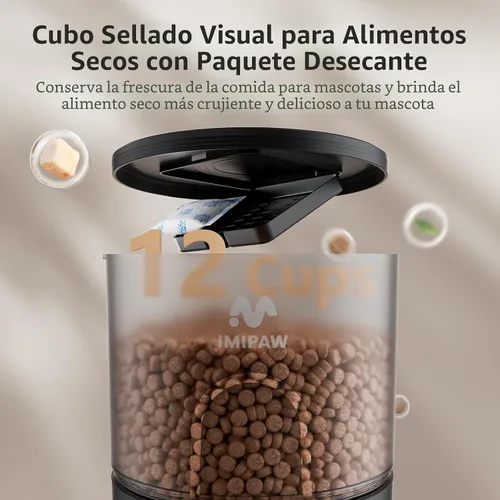 Vista 9 de IMIPAW Alimentadores automáticos para gatos, dispensador de alimentos secos para gatos con temporizador de 3 litros, fuente de alimentación doble