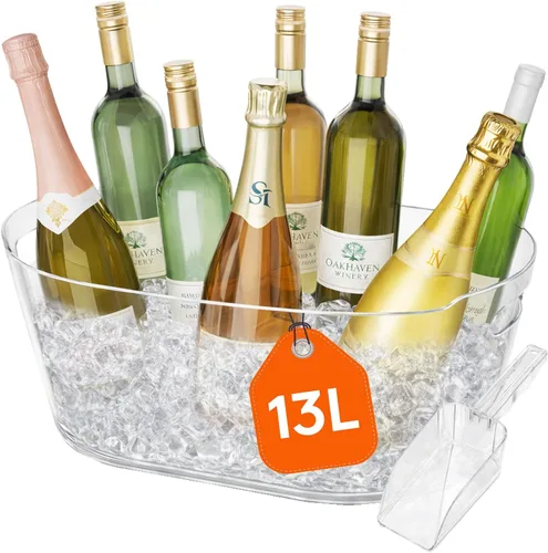 Vista 11 de Lifewit Cubo de Hielo Grande de 6.5L para Fiestas, Cubo de Bebidas Portátil para Bar de Cócteles, Enfriador de Plástico para Champán