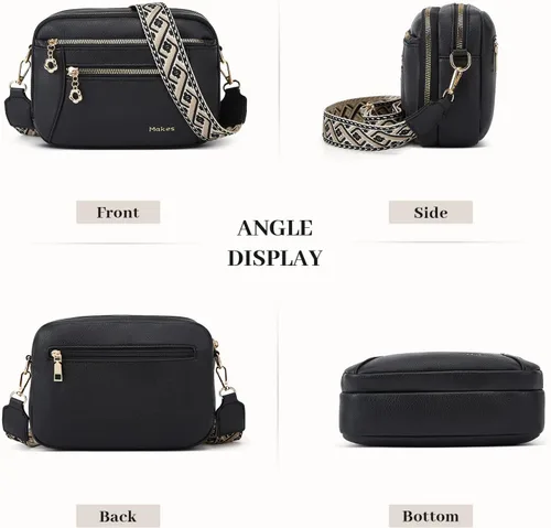 Vista 7 de Bolso cruzado para mujer, bolso cruzado pequeño de cuero vegano de moda con correas ajustables para el hombro, regalo para madre, esposa, mamá