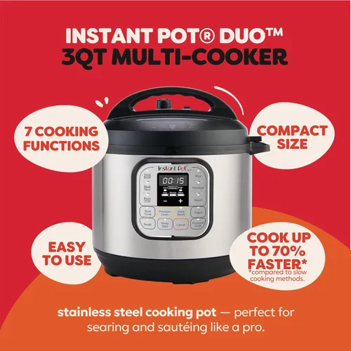 Vista 2 de Instant Pot IP-DUO60, 6cuartos/1000W - Olla a presión multifunción 7 en 1, Acero inoxidable y negro