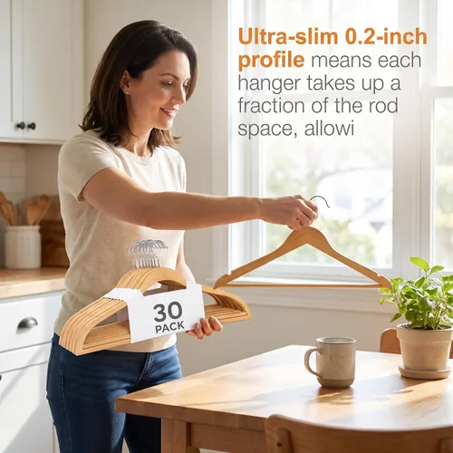 Vista 7 de USTECH Percha de madera con forma de arco (paquete de 10)