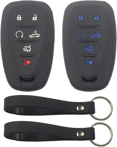 Vista 7 de 2 fundas protectoras de silicona de goma negra con 6 botones para llavero inteligente sin llave compatible con Chevrolet Camaro Convertible 2016