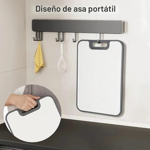 Vista 9 de Tabla de cortar de acero inoxidable, doble cara con paja de trigo PP, diseño de cubo 3D antideslizante, tabla de cortar grande de 15.75 x 11