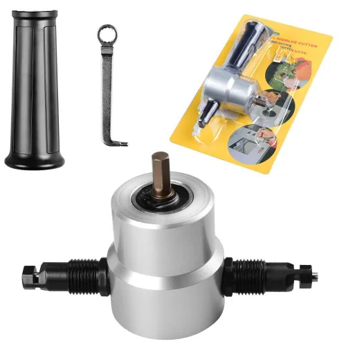 Vista 3 de XMHF Herramienta de corte multipropósito para taladro de hoja de metal de doble cabezal, herramienta de corte, accesorio de taladro eléctrico