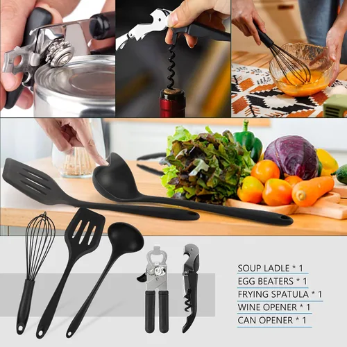 Vista 4 de Wesqunie Juego de utensilios de cocina para camping, 25 piezas, kit de artículos esenciales de cocina de campamento, accesorios portátiles