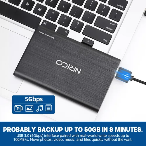 Vista 4 de NRICO Disco duro externo portátil ultradelgado USB3.0 HDD Almacenamiento compatible para PC, computadora de escritorio, laptop, Mac, PS4, Xbox One