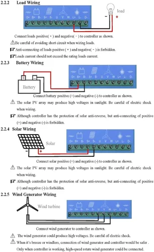 Vista 5 de MPPT Wind Energy - Controlador de carga híbrida solar de 12 V, 24 V, 48 V, turbina eólica, ajuste de voltaje automático
