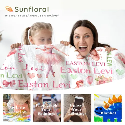 Vista 5 de Manta de Bebé Personalizada Danza Manta Personalizada con Nombre Manta Suave de Franela para Niños Niñas Niños Pequeños Bebés Niños Recién Nacidos