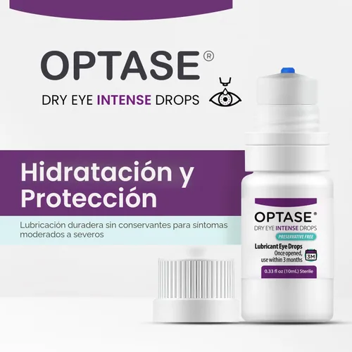 Vista 3 de OPTASE Gotas para ojos secos intensas - Gotas para ojos sin conservantes - Botella multidosis - Paso 3 Hidratar - 0.33 fl oz, 300 dosis