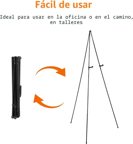 Vista 2 de Amazon Basics Soporte de caballete, póster de piso instantáneo, ligero, plegable y portátil con base de trípode, acero negro (soporta 5 libras)