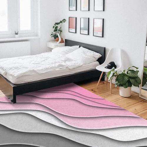 Vista 7 de Alfombra abstracta rosa y gris de San Valentín de 2 x 3 pies, alfombra estética geométrica moderna, antideslizante, rectangular, lavable