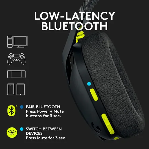 Vista 3 de Logitech G 435 Lightspeed & Bluetooth - Auriculares inalámbricos para juegos, ligeros sobre la oreja, micrófonos integrados, batería de 18 horas